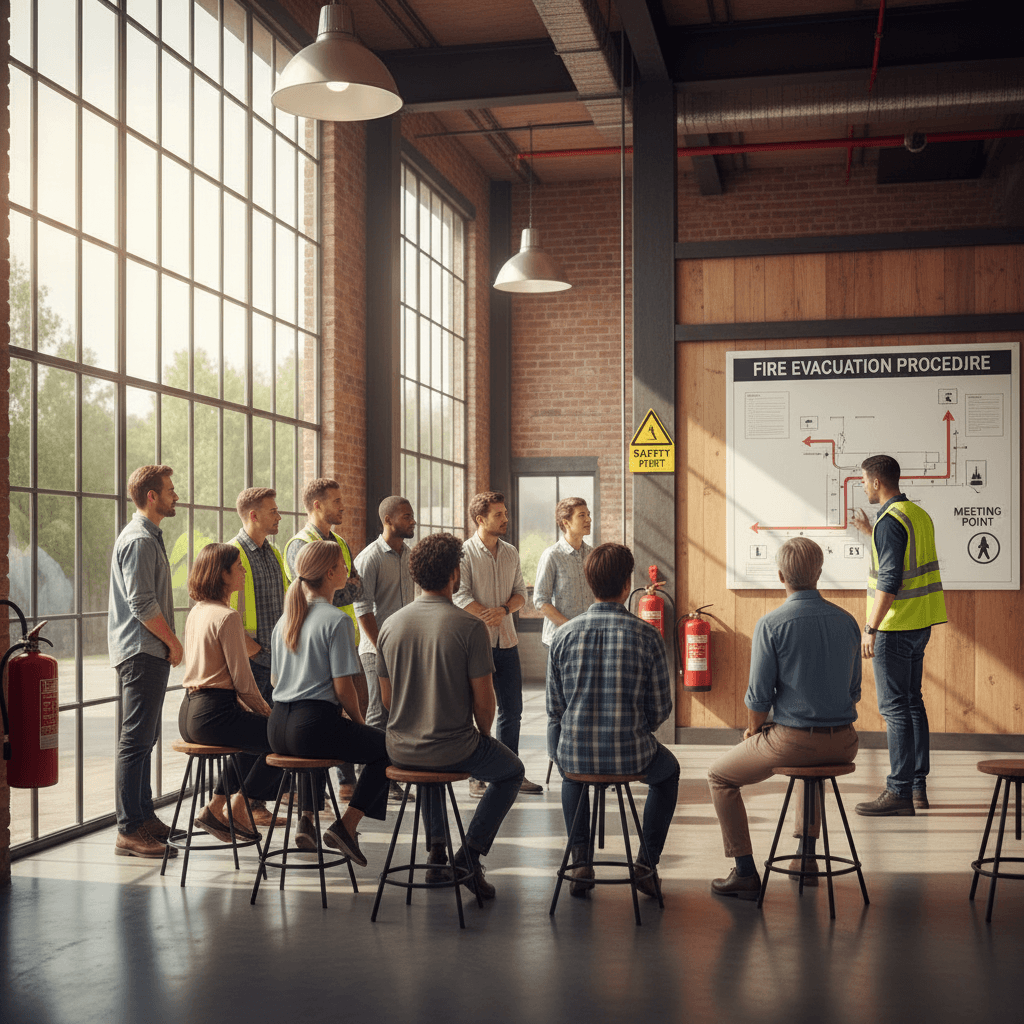 Workplace fire safety training session