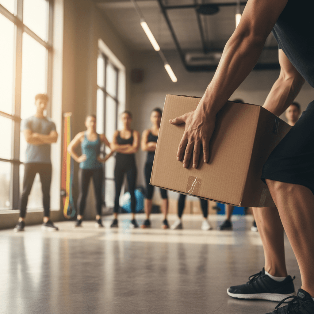 Certified manual handling instructor demonstrating proper lifting technique
